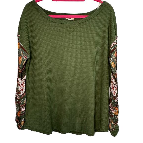 BiBI Long Sleeve Waffle Knit Boho Style Top  Size M - Picture 1 of 5